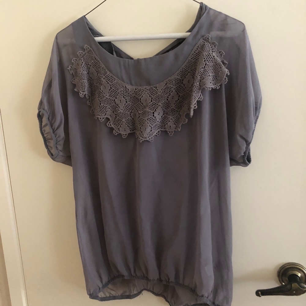 See through shirt with detailing in front